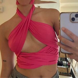 Princess Polly Pink Wrap Top